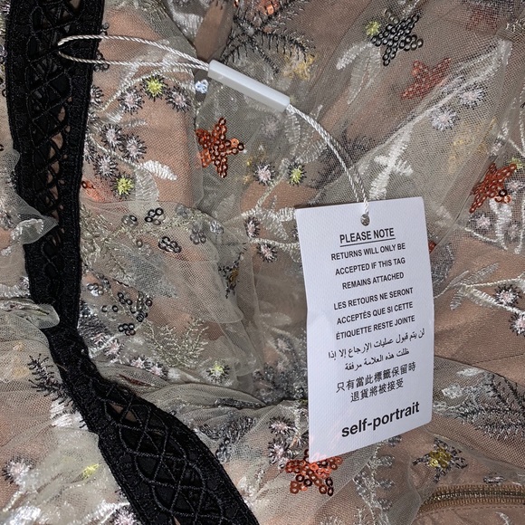 SELF-PORTRAIT Star-Mesh Tiered Cocktail Dress US4 - Picture 6 of 7